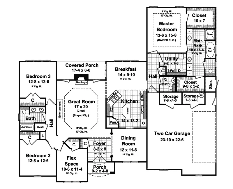 Ranch House Plan First Floor - Anastasia European Ranch Home 077D-0113 - Search House Plans and More