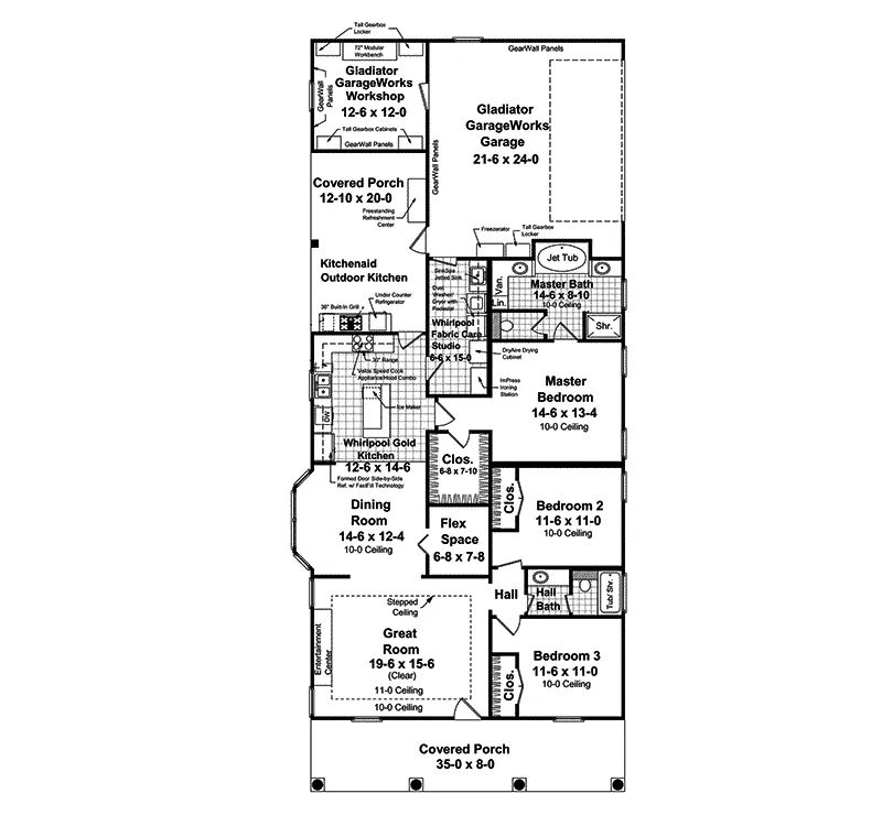 Ranch House Plan First Floor - Manor Hill Ranch Home 077D-0119 - Shop House Plans and More