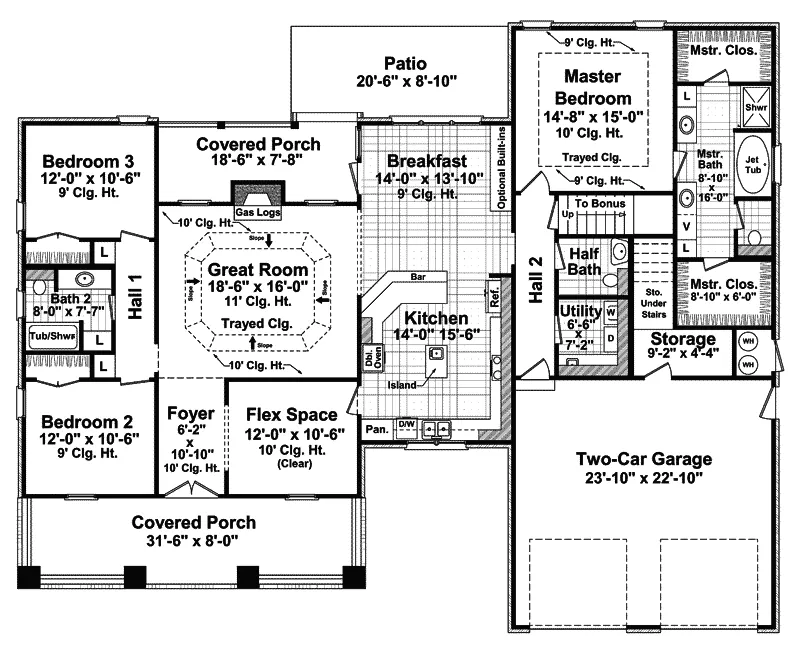 Arts & Crafts House Plan First Floor - Barron Arts And Crafts Home 077D-0142 - Search House Plans and More