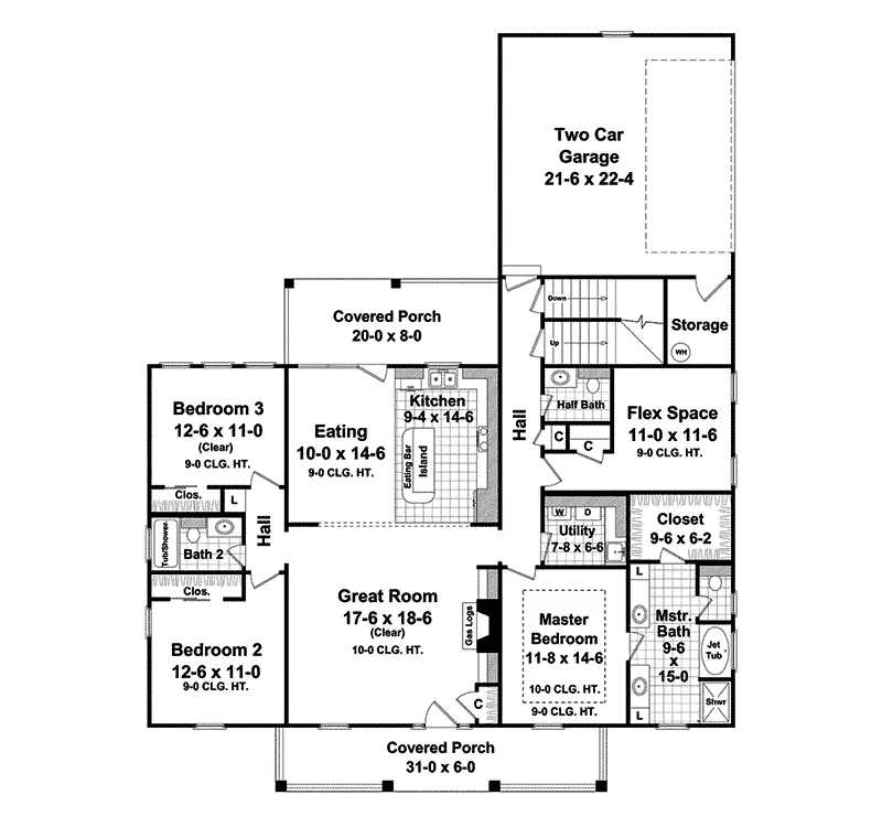 Ranch House Plan First Floor - Stoney Brook Country Home 077D-0147 - Shop House Plans and More