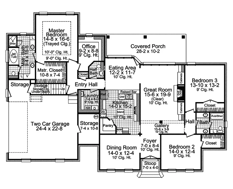 Country House Plan First Floor - Kingsmere Southern Home 077D-0158 - Search House Plans and More