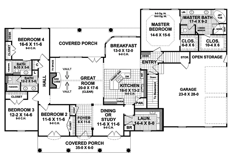 Traditional House Plan First Floor - Eastmont Lake Southern Home 077D-0162 - Search House Plans and More