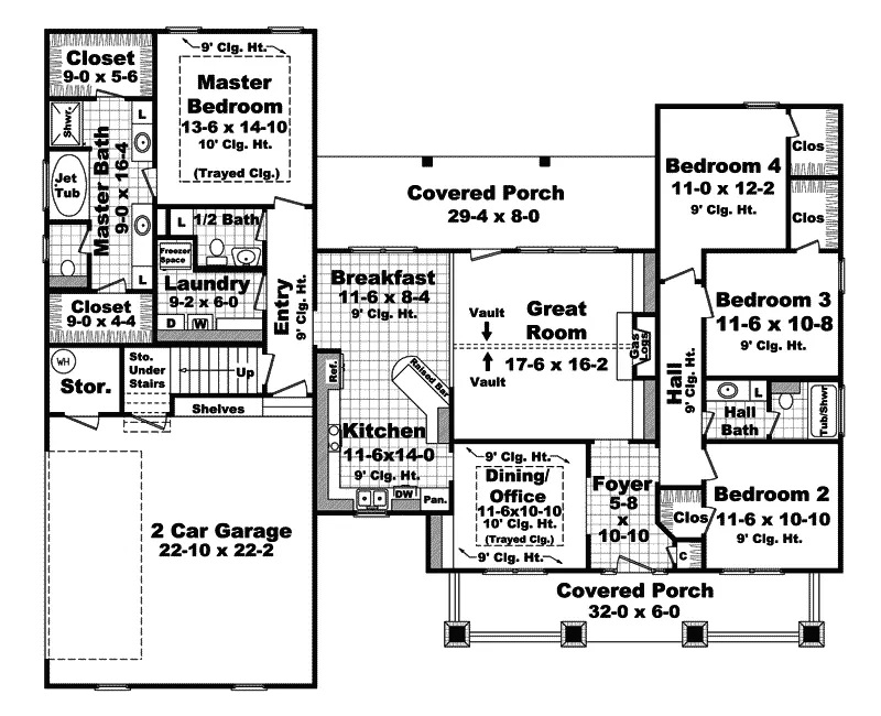 Southern House Plan First Floor - Silver Oak Craftsman Home 077D-0179 - Shop House Plans and More