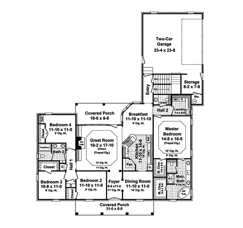 Country French House Plan First Floor - Lohmann European Home 077D-0189 - Shop House Plans and More