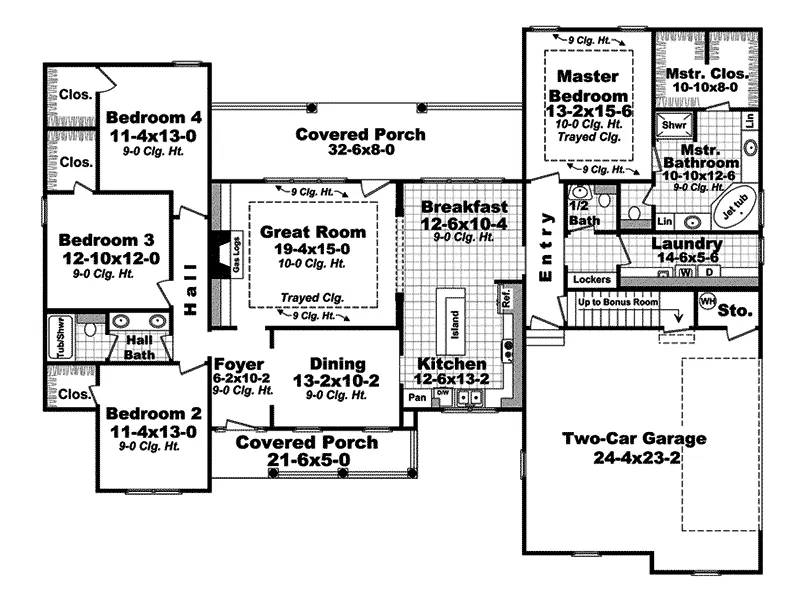 European House Plan First Floor - Defalco Traditional Home 077D-0198 - Search House Plans and More