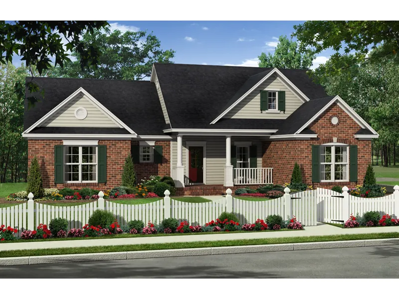 Farmhouse Plan Front of Home - Davita Traditional Home 077D-0203 - Search House Plans and More