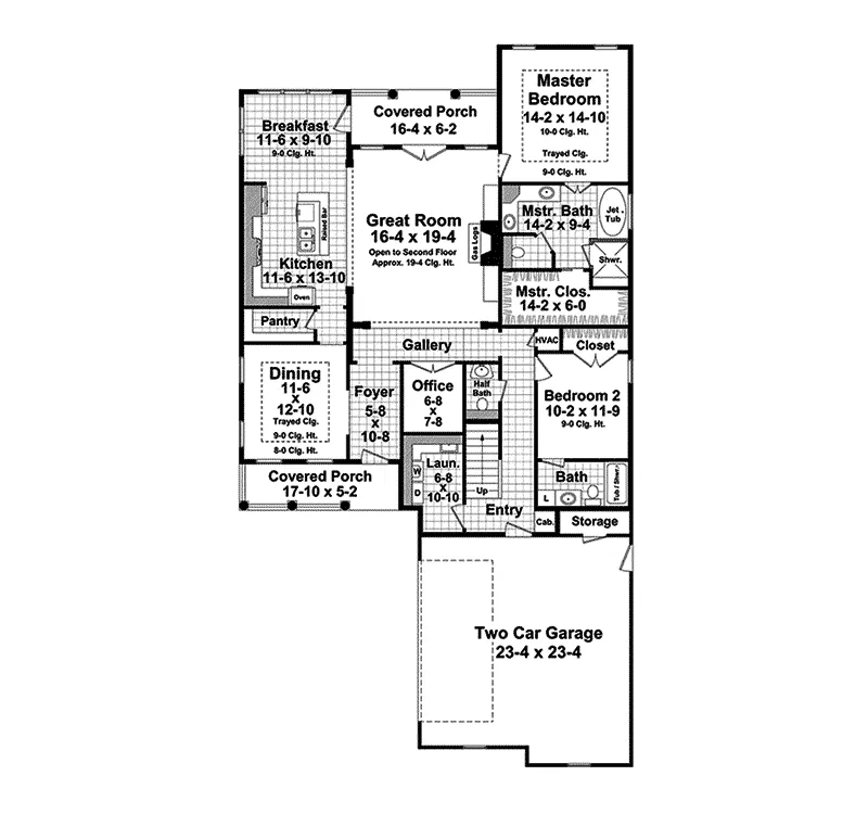 Farmhouse Plan First Floor - Riverbend Country Farmhouse 077D-0205 - Shop House Plans and More