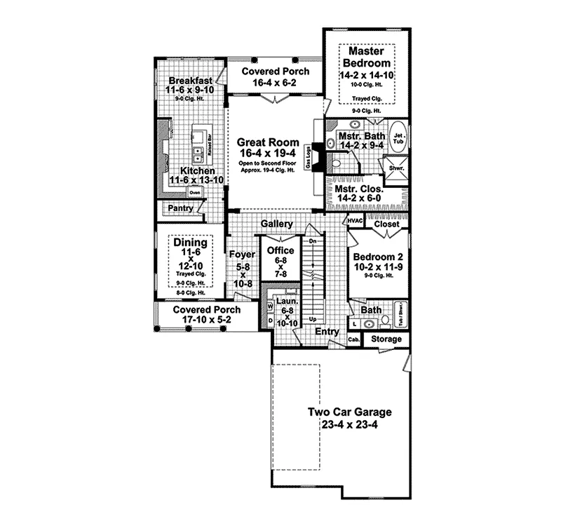 Country House Plan First Floor - Woodley Ridge Country Farmhouse 077D-0210 - Shop House Plans and More