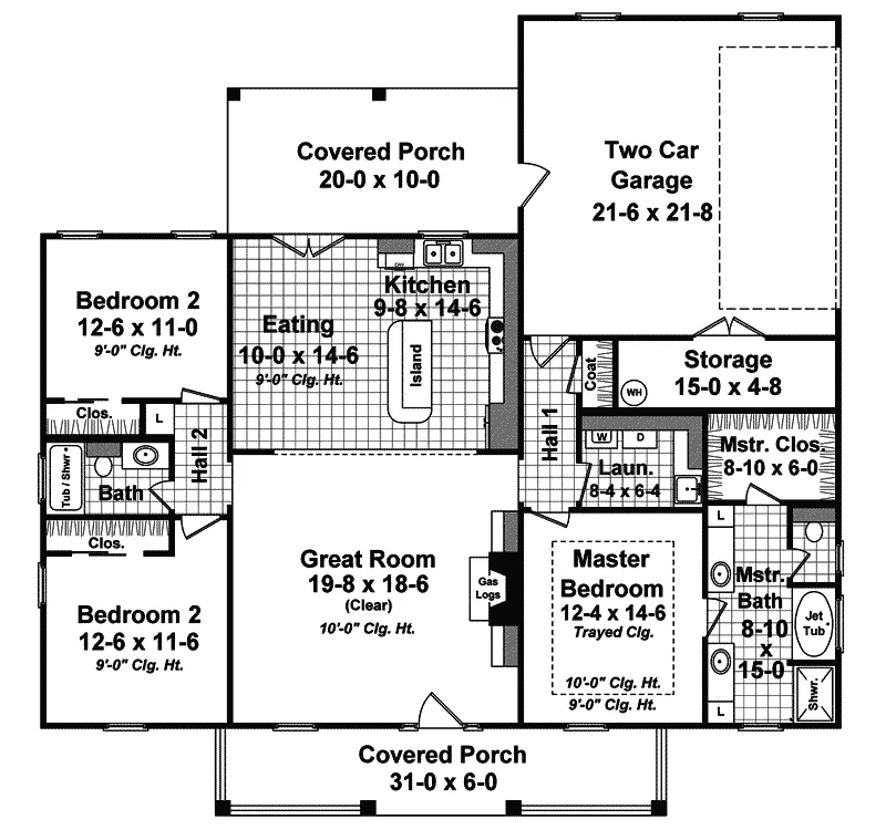 Traditional House Plan First Floor - Glenmore Creole Acadian Home 077D-0217 - Search House Plans and More