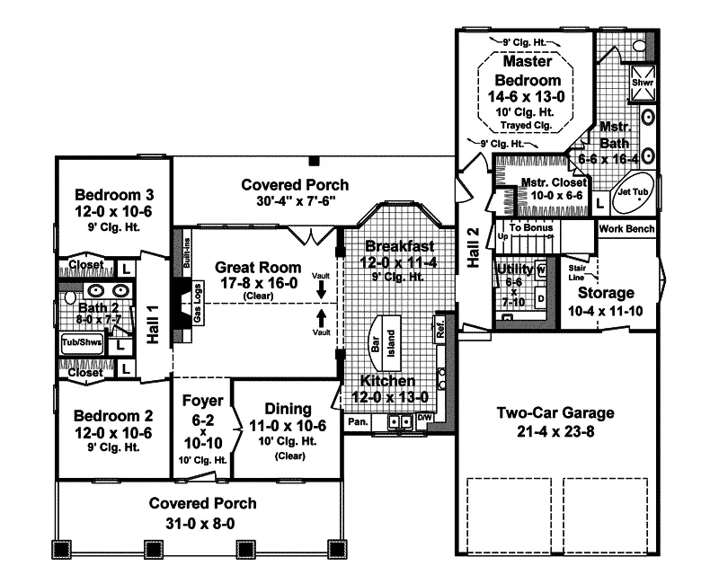 Cabin & Cottage House Plan First Floor - Kirkham Park Craftsman Home 077D-0223 - Search House Plans and More