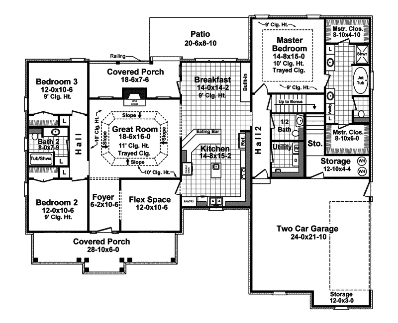 Ranch House Plan First Floor - Clarissa Traditional Home 077D-0226 - Search House Plans and More