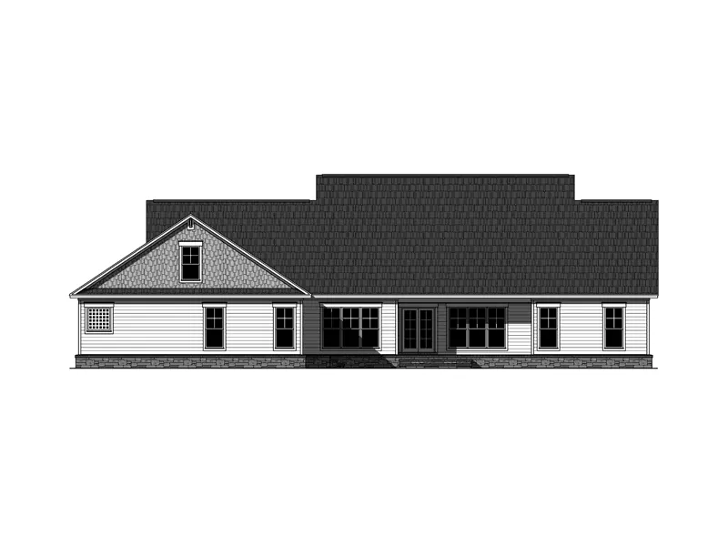 Ranch House Plan Rear Elevation - Oakhampton Craftsman Home 077D-0227 - Shop House Plans and More