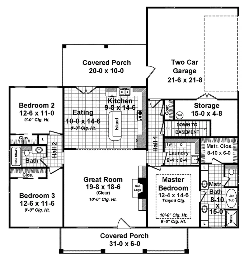 European House Plan First Floor - Gracey Acadian Home 077D-0243 - Search House Plans and More