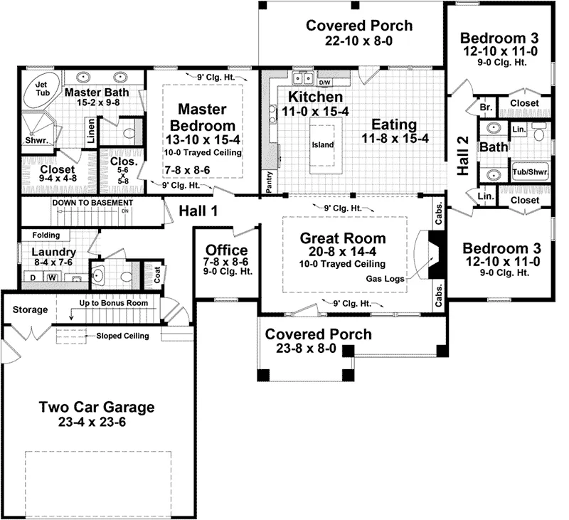 Craftsman House Plan First Floor - Grove Country Craftsman Home 077D-0245 - Search House Plans and More