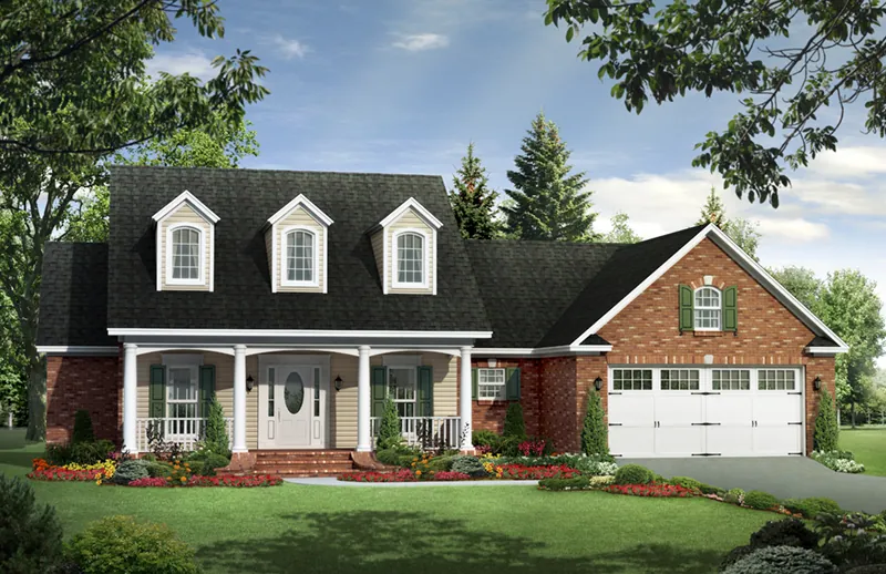 Traditional House Plan Front of Home - Carter Hill Country Farmhouse 077D-0255 - Search House Plans and More