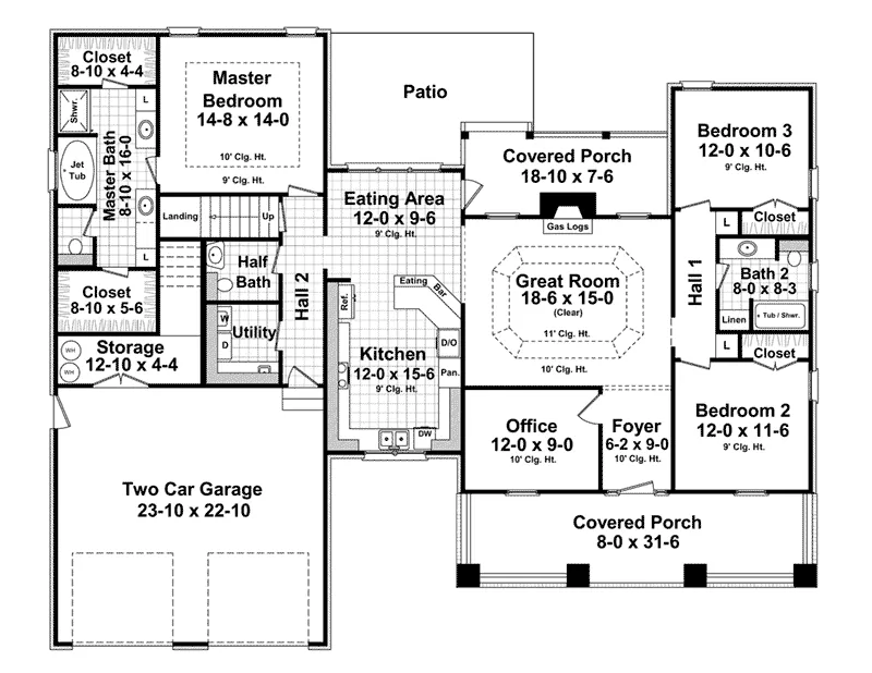 Country House Plan First Floor - Poplar Ridge Country Home 077D-0262 - Shop House Plans and More