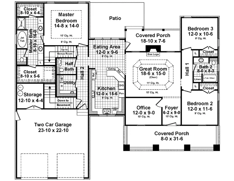 Arts & Crafts House Plan First Floor - Poplar Cove Craftsman Home 077D-0265 - Shop House Plans and More