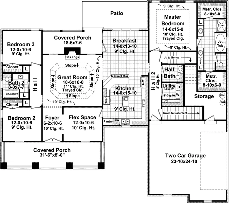 Craftsman House Plan First Floor - Forrest Hill Country Home 077D-0269 - Search House Plans and More
