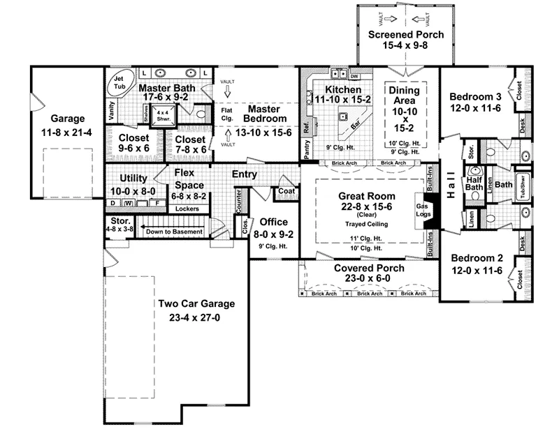 Country French House Plan First Floor - Woodbridge Lane Country Home 077D-0271 - Shop House Plans and More