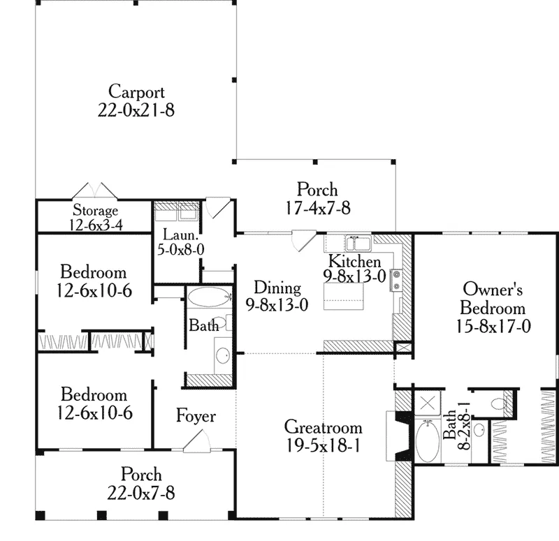 Ranch House Plan First Floor - 084D-0070 - Shop House Plans and More
