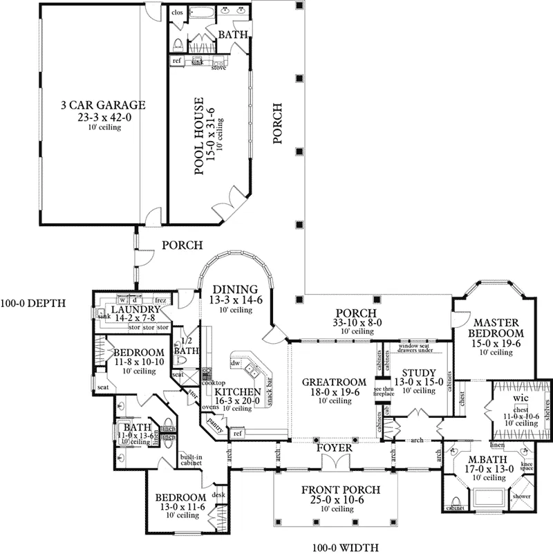 Craftsman House Plan First Floor - 084D-0075 - Shop House Plans and More