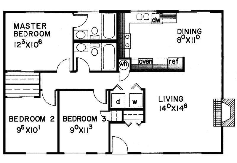Cabin & Cottage House Plan First Floor - Winterspring Cottage Ranch Home 085D-0062 - Shop House Plans and More