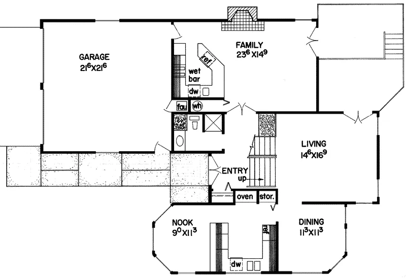 Contemporary House Plan First Floor - Largent Contemporary Home 085D-0063 - Shop House Plans and More