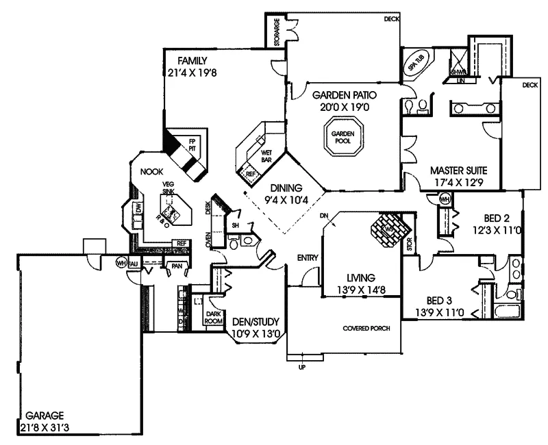 Country House Plan First Floor - Tortosa Country Ranch Home 085D-0078 - Shop House Plans and More