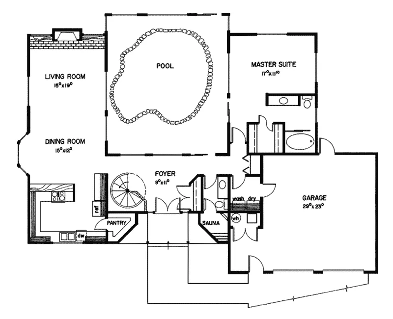 Contemporary House Plan First Floor - Tammany Contemporary Home 085D-0084 - Shop House Plans and More