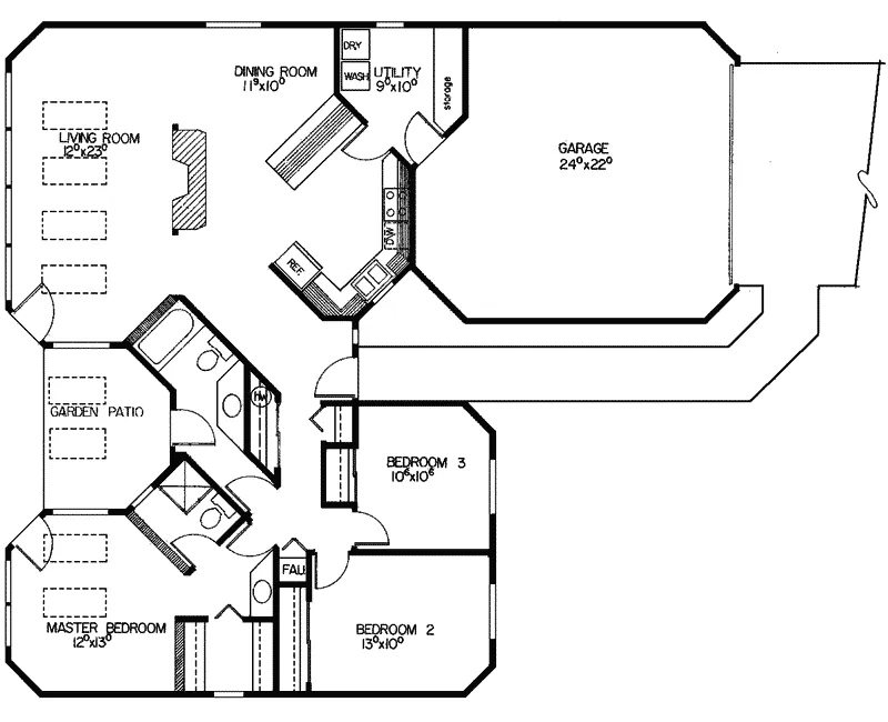 Ranch House Plan First Floor - Mackinaw Rustic Ranch Home 085D-0089 - Shop House Plans and More