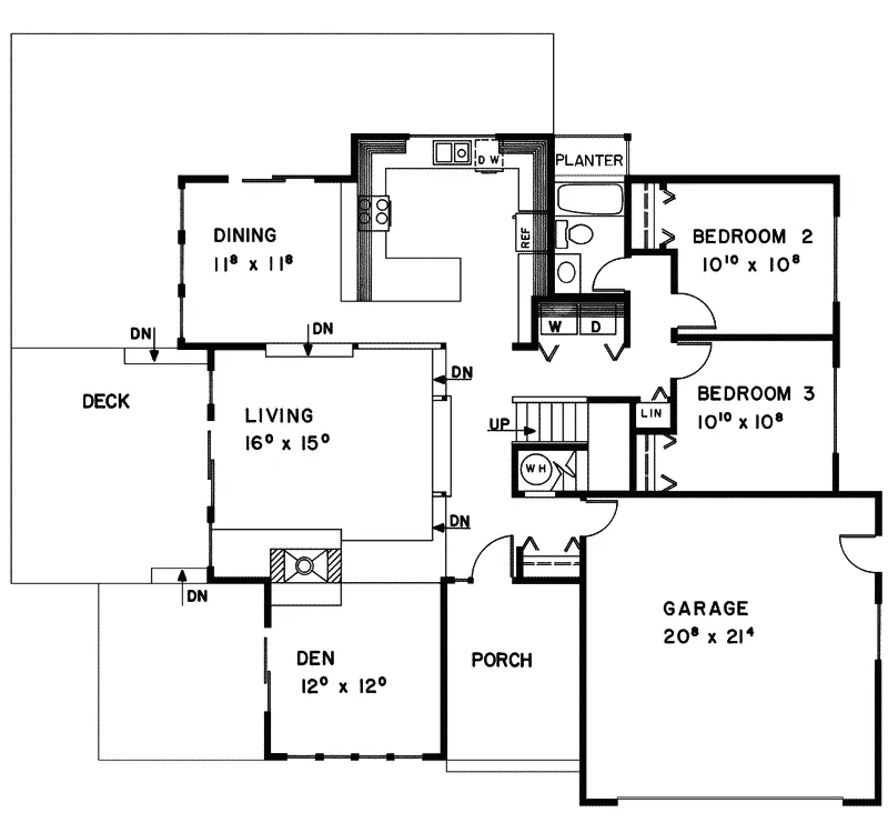 Waterfront House Plan First Floor - Florwood Lake Home 085D-0120 - Search House Plans and More