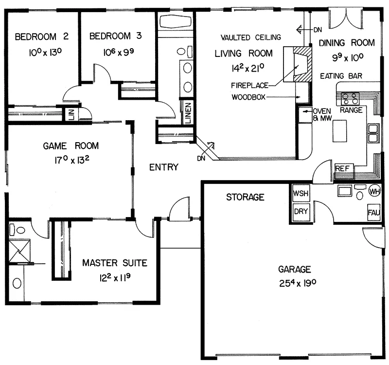 Traditional House Plan First Floor - Courtois Country Ranch Home 085D-0157 - Search House Plans and More