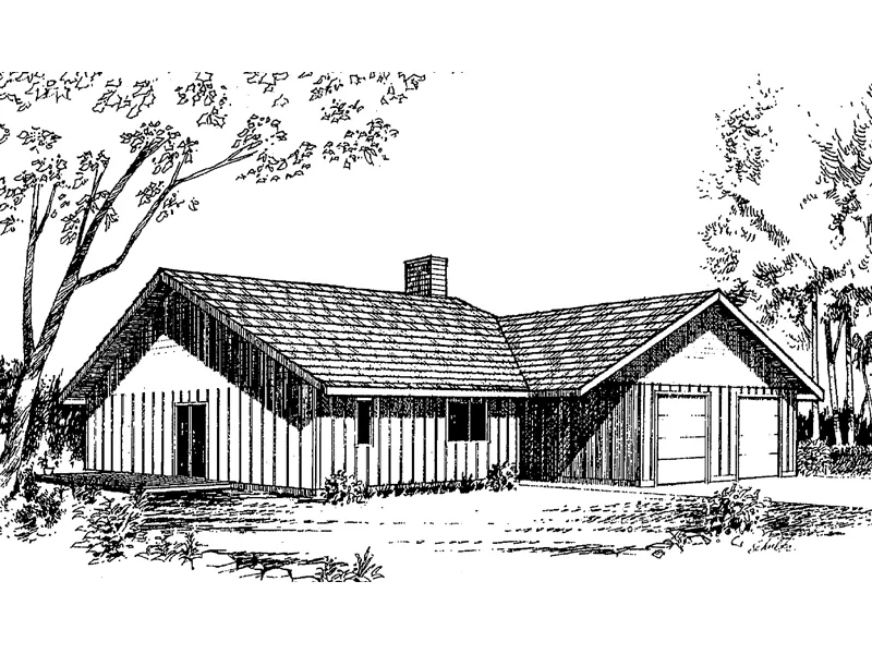 Traditional House Plan Front of Home - Courtois Country Ranch Home 085D-0157 - Search House Plans and More