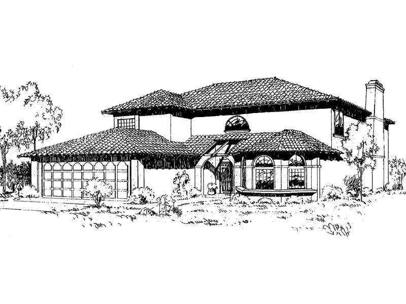 Florida House Plan Front of Home - Dana Southwestern Home 085D-0168 - Search House Plans and More