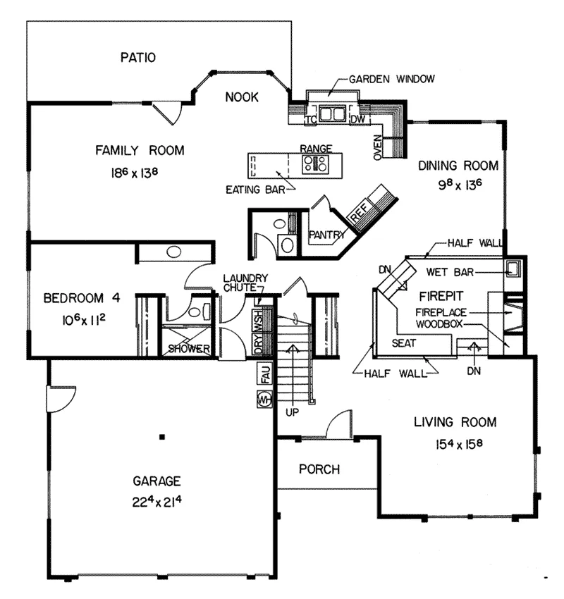 Modern House Plan First Floor - Arden Cluff Rustic Home 085D-0169 - Search House Plans and More