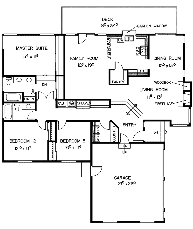 Contemporary House Plan First Floor - Desloge Rustic Home 085D-0170 - Search House Plans and More