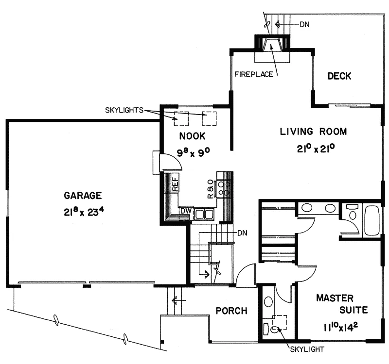 Ranch House Plan First Floor - Bigelow Creek Rustic Home 085D-0194 - Search House Plans and More