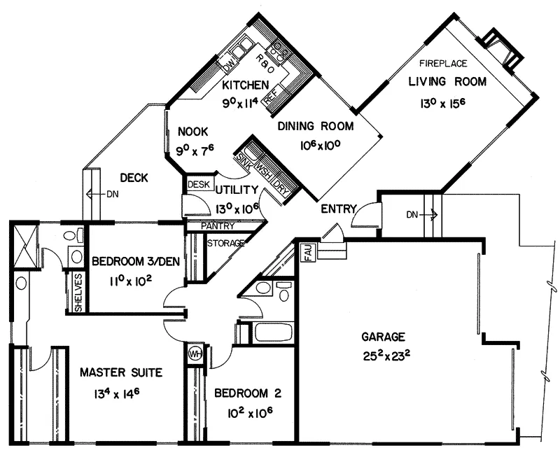 Traditional House Plan First Floor - Webster Grove Ranch Home 085D-0212 - Shop House Plans and More