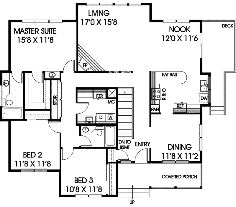 Contemporary House Plan First Floor - Baker Hill Country Home 085D-0234 - Search House Plans and More