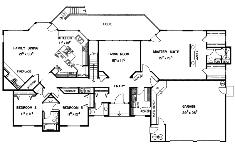 Contemporary House Plan First Floor - Catawissa Park Ranch Home 085D-0235 - Search House Plans and More
