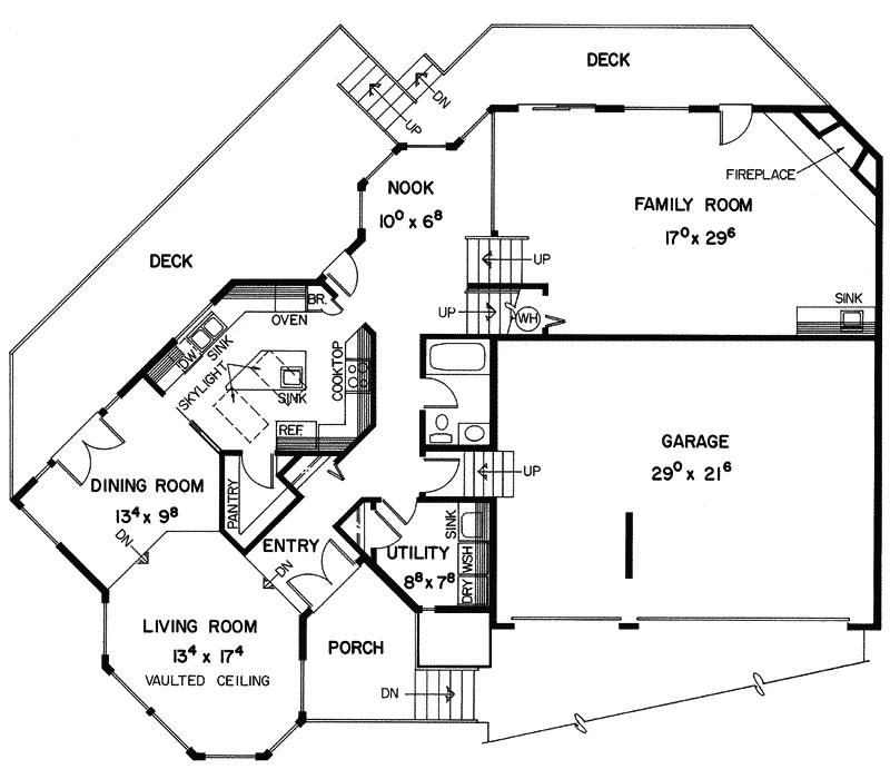Mountain House Plan First Floor - Forestcrest Rustic Mountain Home 085D-0242 - Search House Plans and More