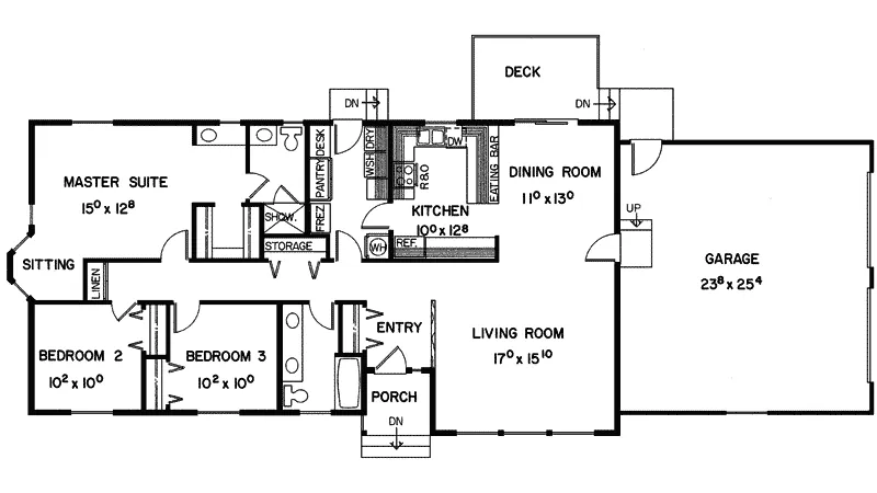 Traditional House Plan First Floor - Little Flower Ranch Home 085D-0252 - Shop House Plans and More