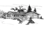 Traditional House Plan Front of Home - Cress Spring Ranch Home 085D-0256 - Search House Plans and More