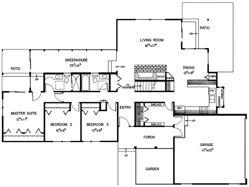 Contemporary House Plan First Floor - Cassidy Point Country Ranch Home 085D-0261 - Search House Plans and More