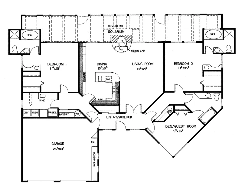 Contemporary House Plan First Floor - Adela Country Ranch Home 085D-0270 - Search House Plans and More