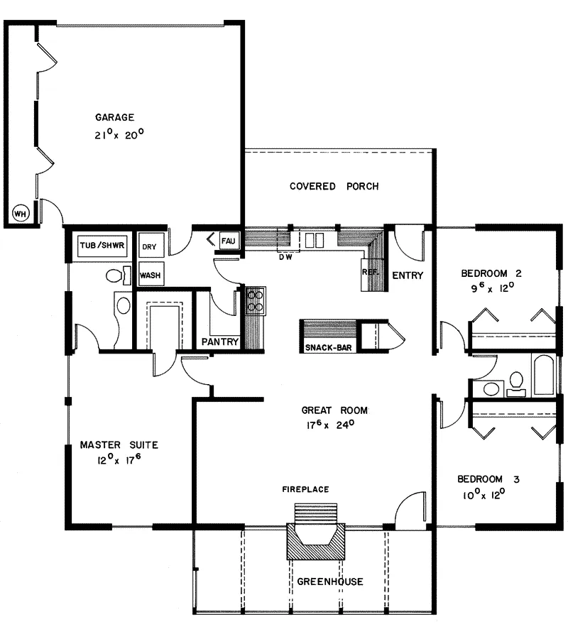 Ranch House Plan First Floor - Marquette Mill Ranch Home 085D-0279 - Shop House Plans and More