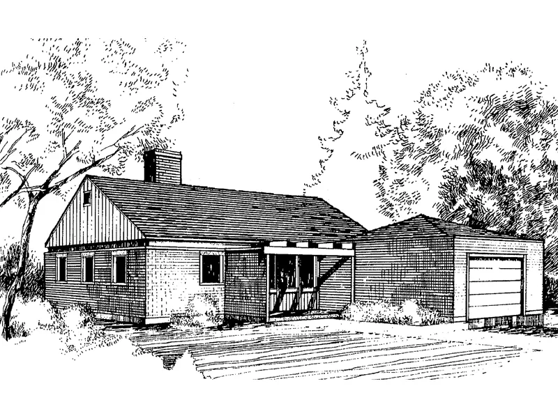 Ranch House Plan Front of Home - Marquette Mill Ranch Home 085D-0279 - Shop House Plans and More