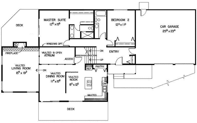 Mountain House Plan First Floor - Sage Valley Atrium Home 085D-0295 - Shop House Plans and More