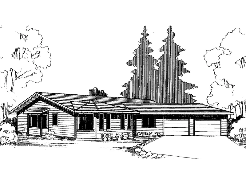 Ranch House Plan Front of Home - Caulfield Country Ranch Home 085D-0306 - Search House Plans and More