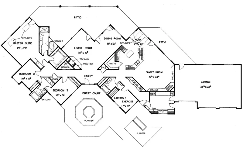 Ranch House Plan First Floor - Esteban Manor Luxury Home 085D-0332 - Search House Plans and More